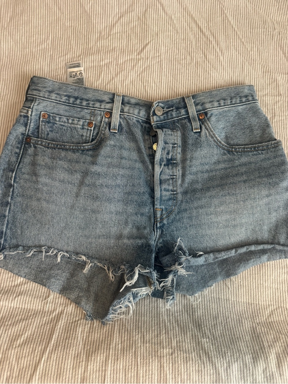 Levi's 501 button fly Distressed Raw-Hem Denim Shorts